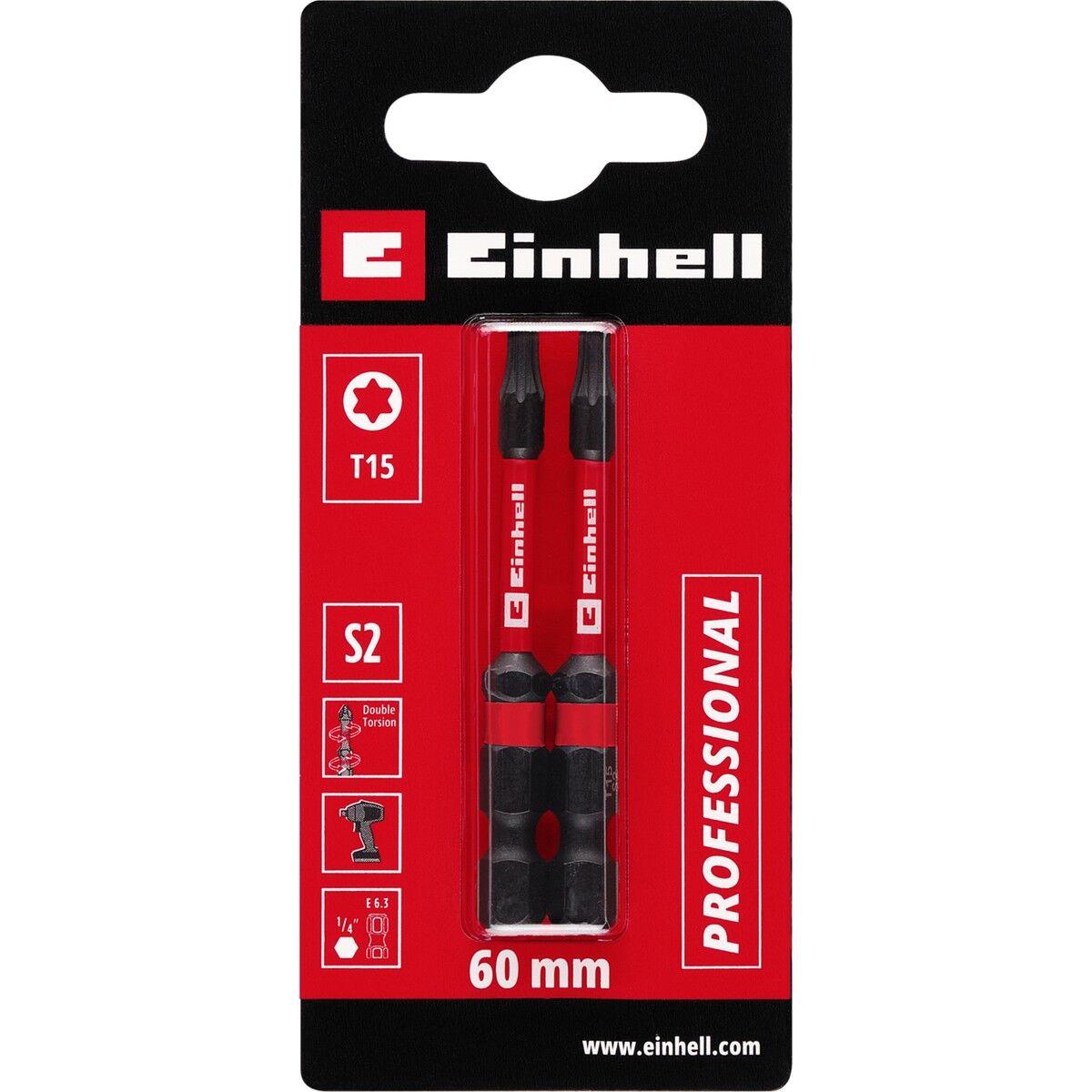 Einhell Torx bits ucu 60 mm T15 S2 2 parça
