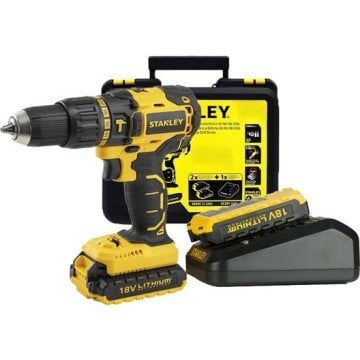 Stanley SBH20S2K 18Volt 1,5Ah Li-ion Çift Akülü Kömürsüz Darbeli Matkap
