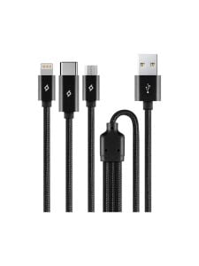 Ttec Alumicable Trio Şarj Kablosu 1mt. USB-C, Lightning, Micro USB