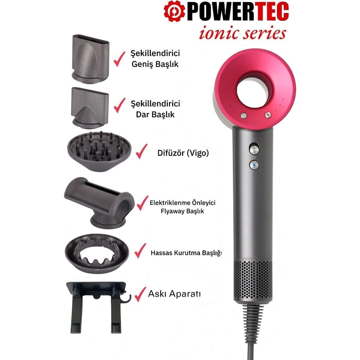 Powertec TR-3333 Plazma 2400 W Saç Kurutma Makinesi