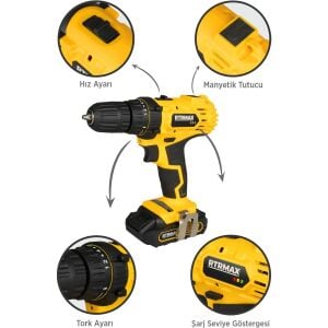 RTM350 ÇİFT AKÜLÜ MATKAP 1.5A 18V