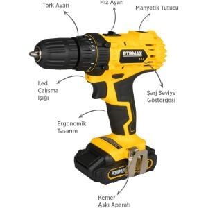 RTM350 ÇİFT AKÜLÜ MATKAP 1.5A 18V