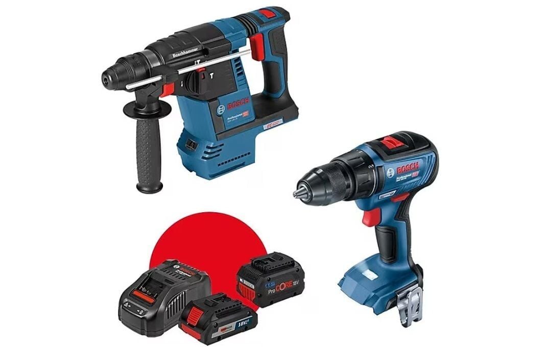 Bosch Gbh 18V-26 Kırıcı-Delici + Gsr 18V-50 Vidalama 4 Ah + 8 Ah Akülü El Aletleri Seti