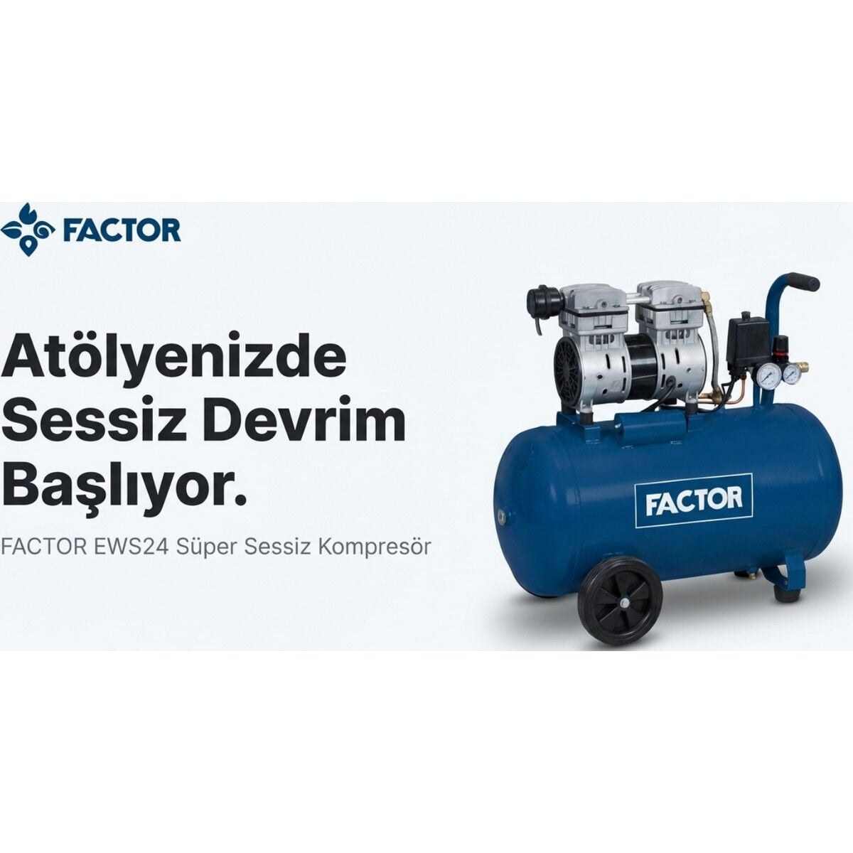 Factor Hava Komprasörü 24 Lt Sessiz EWS24