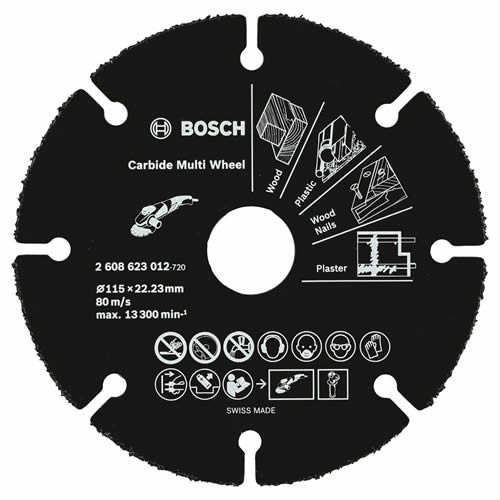 Bosch - Carbide Multiwheel, Taşlama Makineleri İle Ahşap Ve Plastiği Güvenli Kesme Bıçağı 115Mm