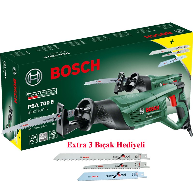 Bosch PSA 700 E Tilki Kuyruğu 710 Watt + 3 Bıçak