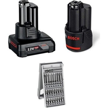 Bosch GSB 12V-15 2 Ah+4 Ah Çift Akülü Darbeli Delme/vidalama + 25 Parça Set Soft Çantalı