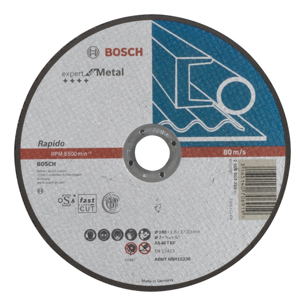 Bosch - Expert Serisi Metal İçin Düz Kesme Diski (Taş) – Rapido - As 46 T Bf, 180 Mm, 1,6 Mm