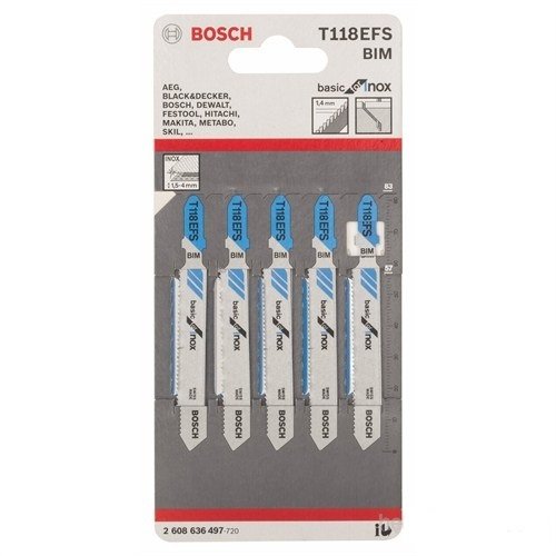 BOSCH-EKONOMİK SERİ INOX (PASLANMAZ ÇELİK) İÇİN T 118 EFS DEKUPAJ TESTERE BIÇAĞI - 5'Lİ PAKET