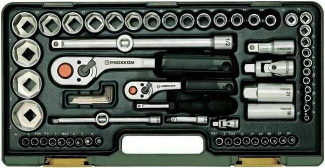 Proxxon 23286 1/4'' & 1/2'' Cırcır Kollu 65 Parçalı Lokma Ve Bits Takımı