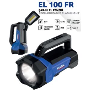EXEN EL 100 FR - 3.7V 4Ah 600 Lümen Şarjlı El Feneri