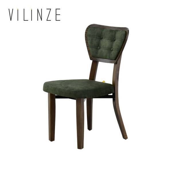 Vilinze Mir 03 Yeşil Ahşap Sandalye Kestane