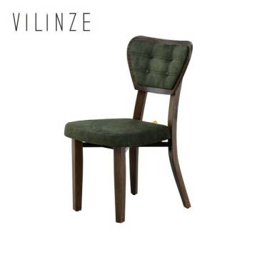 Vilinze Mir 03 Yeşil Ahşap Sandalye Kestane