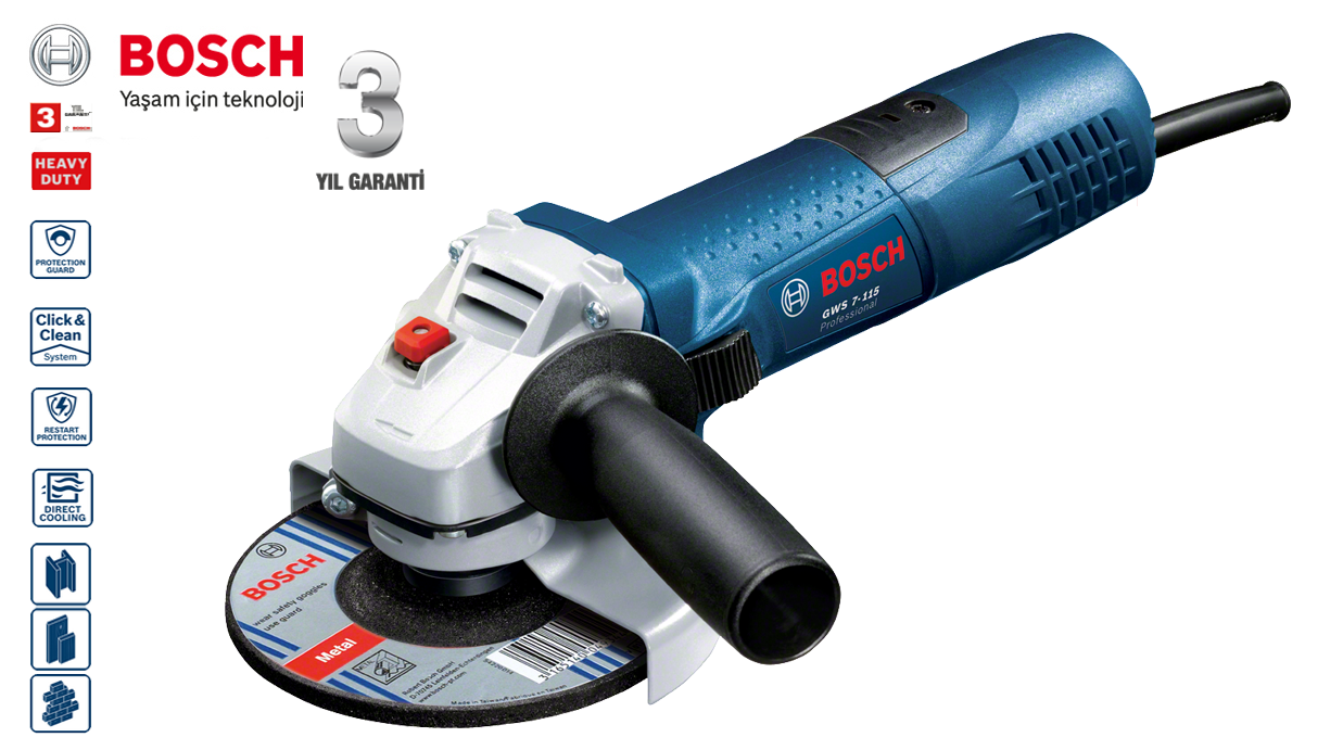 Bosch GWS 7-115 Avuç Taşlama