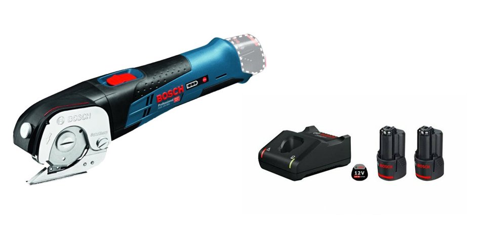 Bosch GUS 12V-300 Akülü Makas Solo Makine + GAL 12V-40  2x2.0 Ah akü