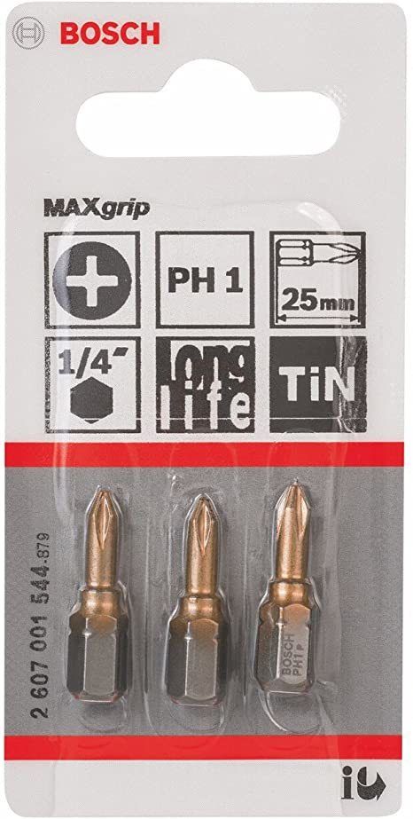 Bosch MaxGrip PH1X25 mm 3'lü Vidalama Ucu