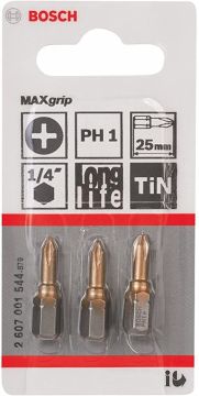 Bosch MaxGrip PH1X25 mm 3'lü Vidalama Ucu