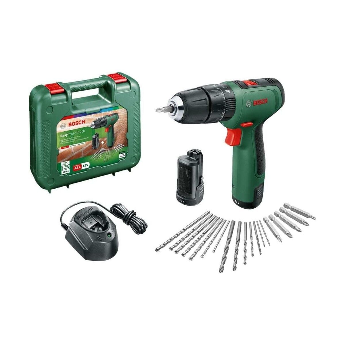 BOSCH EASYIMPACT 1200 1,5AH,ÇİFT AKÜ VİD.+AKS SETİ