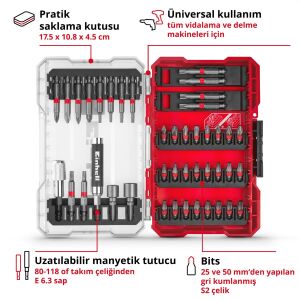 Einhell 49118953 M-Case 42 Parça Vidalama Ucu Seti