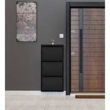 Kaser Siyah 3'lü Metal Ayakkabılık