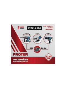 Proter Pst 903 Trio Şarjlı Delici Kırıcı Matkap + Avuç Taşlama + Darbeli Matkap 3 Lü Set