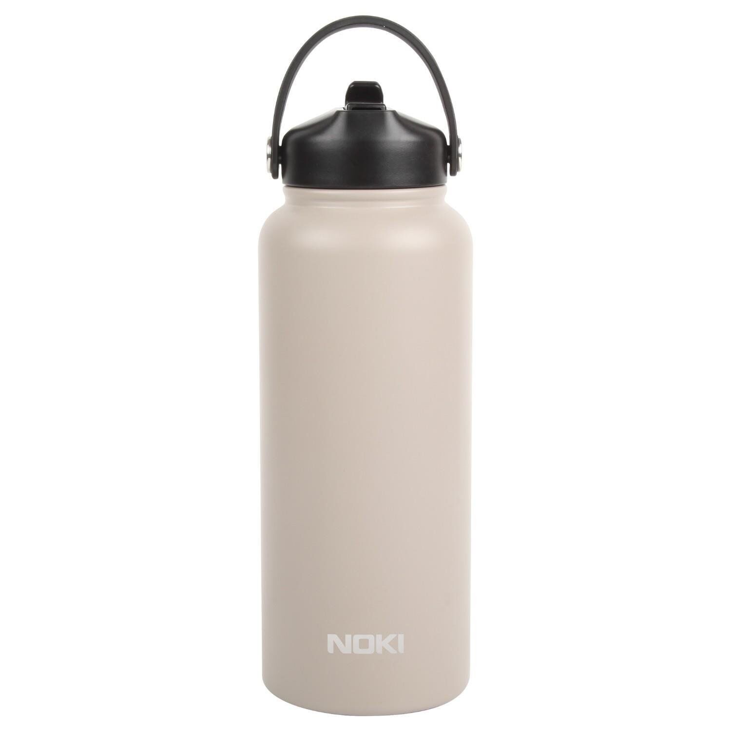 Noki Çevir Aç Kapak Pipetli Taşıma Kulplu Çelik Termos Matara 960 ml Bej