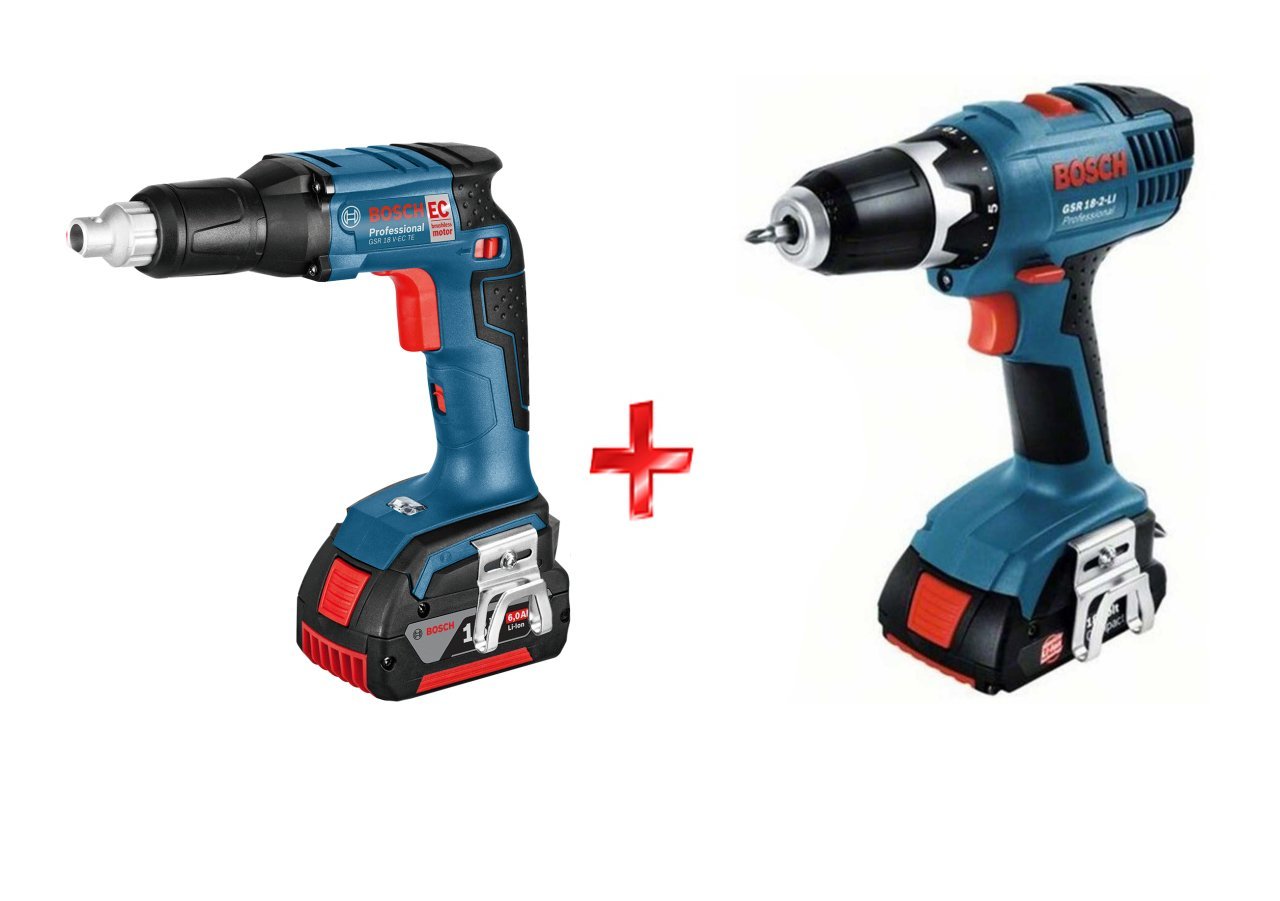 Bosch GSR 18 V-EC-TE + Bosch GSR-18-2-LI Plus Akülü Vidalama Makinesi