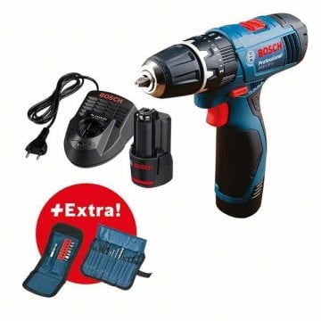 Bosch GSB 120-LI Darbeli Akülü Vidalama + 23 Parça Aksesuar Seti