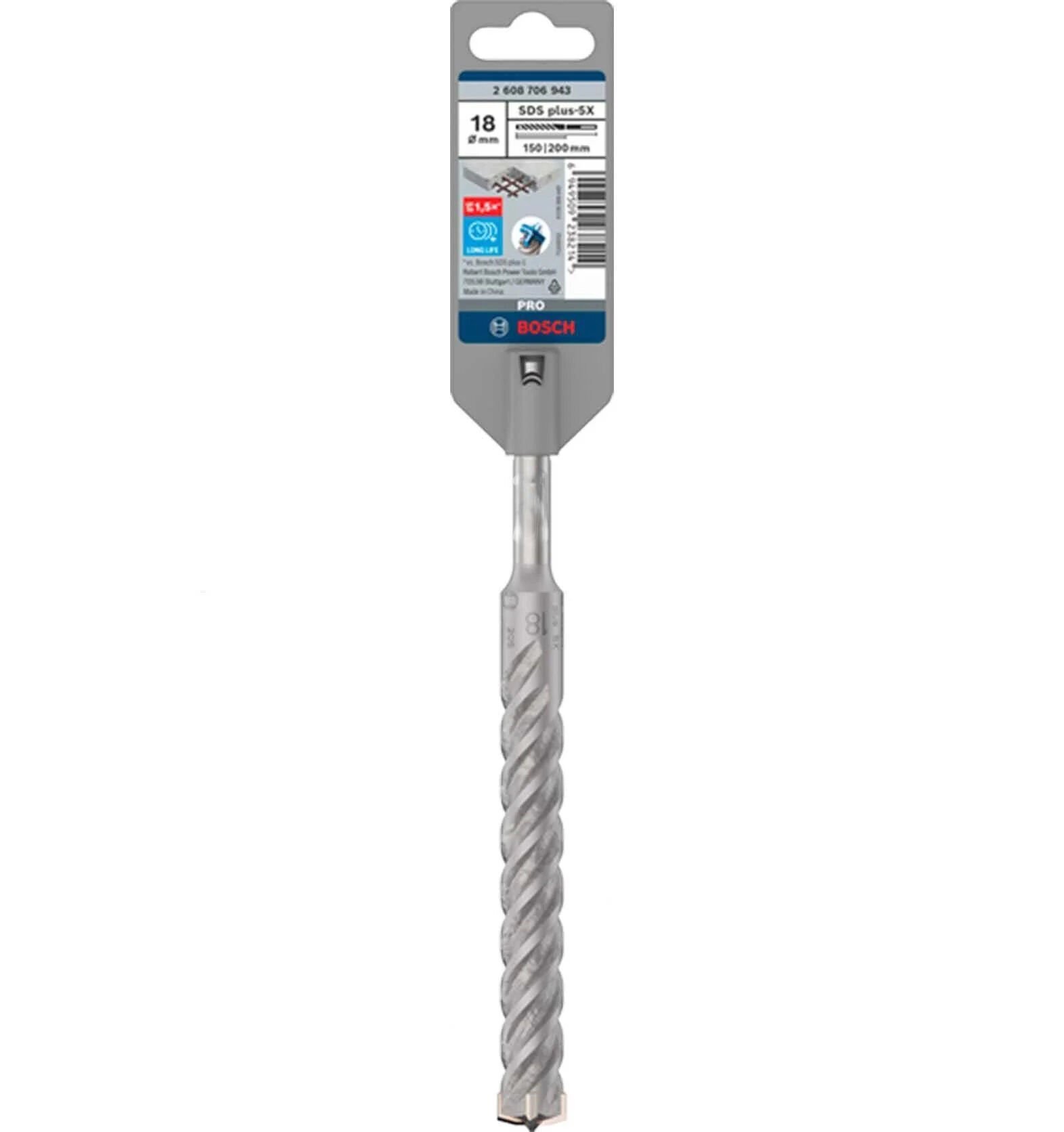 Bosch Pro SDS Plus-5X 18 x 200 mm Dört Elmaslı Matkap Ucu 2608706943