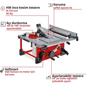 EİNHELL TE-TS 36/210 Lİ-SOLO TEZGAH TESTERE