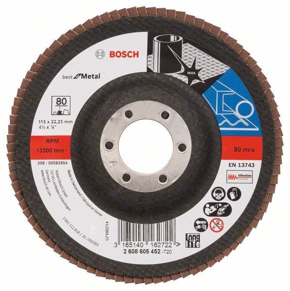 Bosch - Flap Zımpara Diski - 115 Mm, 22,23 Mm, 80 Kum