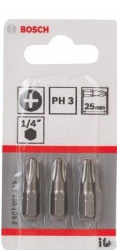 Bosch - 3'Lü Paket - Ekstra Sert Seri Vidalama Ucu - Ph 3, 25 Mm