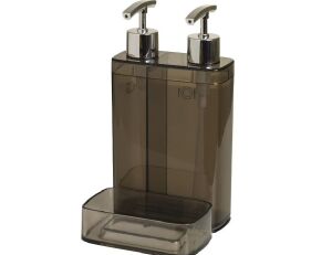 Primanova Viva İkili Sıvı Sabunluk Süngerlikli Siyah Şeffaf