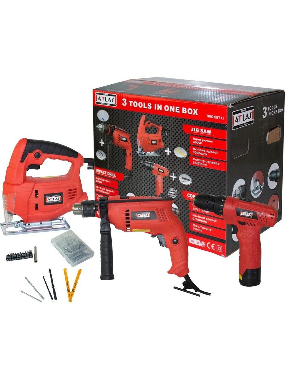 Attlas Trio Setli Matkap + Vidalama + Dekupaj Testere