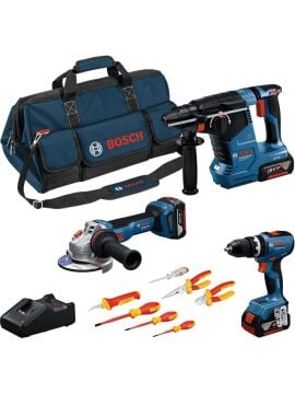 Bosch GSB 18V-65 + GWS 18V-11 + GBH 18V-24 C 3X5.0AH  3'lü Set