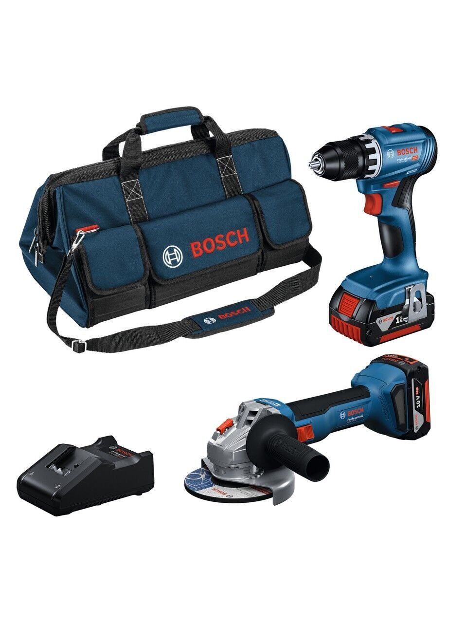 Bosch Gsr 18V-45 + Gws 18V-8   2X4.0 Ah  2Li Set