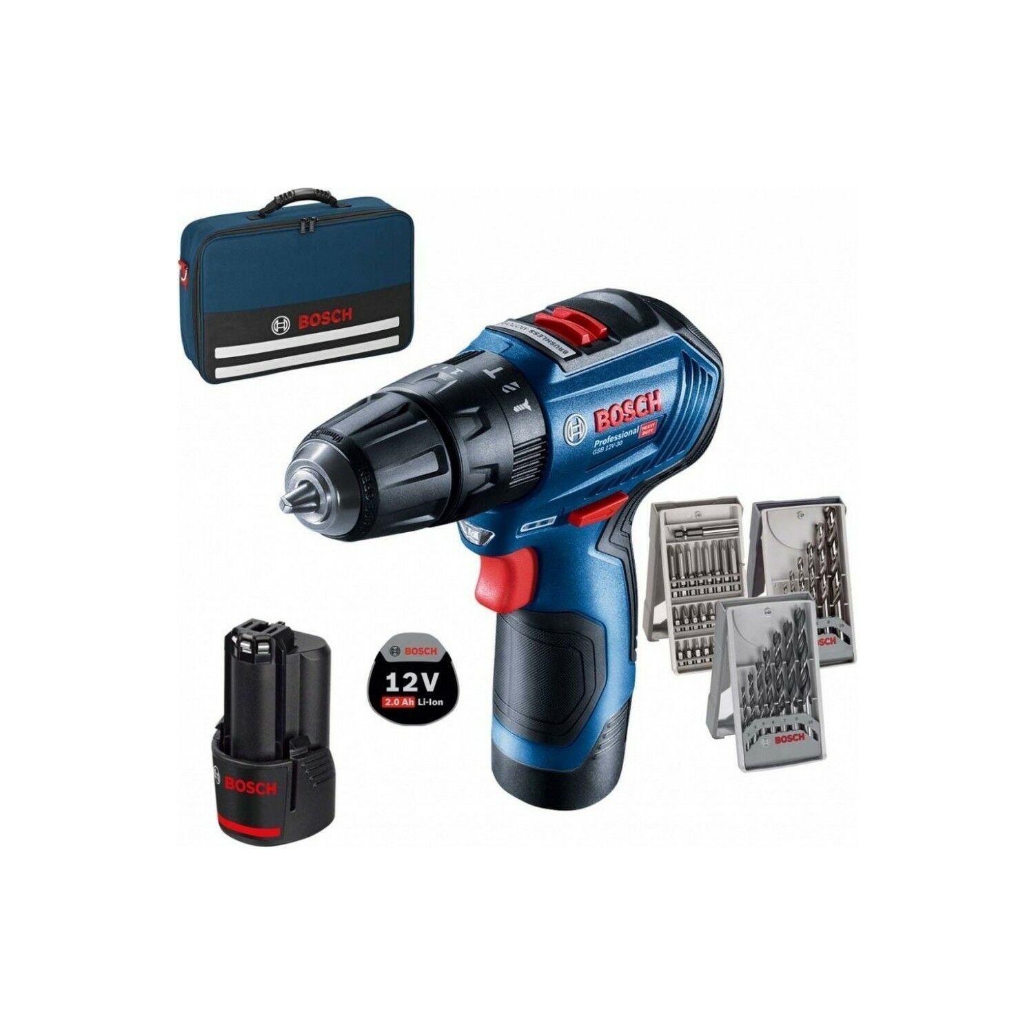 Bosch Gsr 12V-30 Profesyonel Akülü  Vidalama 39 Parça Set Hediyeli