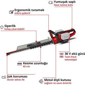 EİNHELL GE-CH 36/65 Lİ SOLO ÇİT BUDAMA 3410960