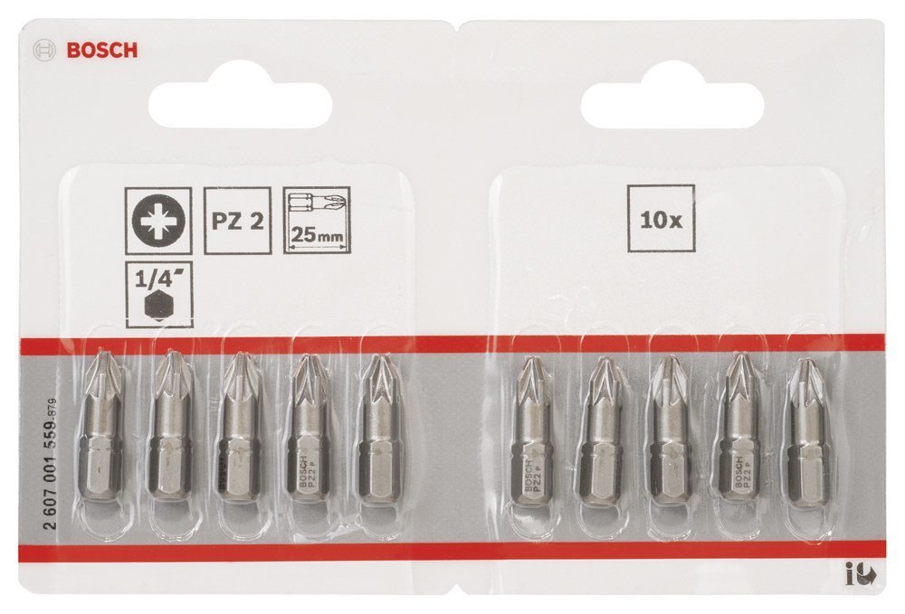 Bosch - 10'Lu Paket - Ekstra Sert Seri Vidalama Ucu - Pz 2, 25 Mm