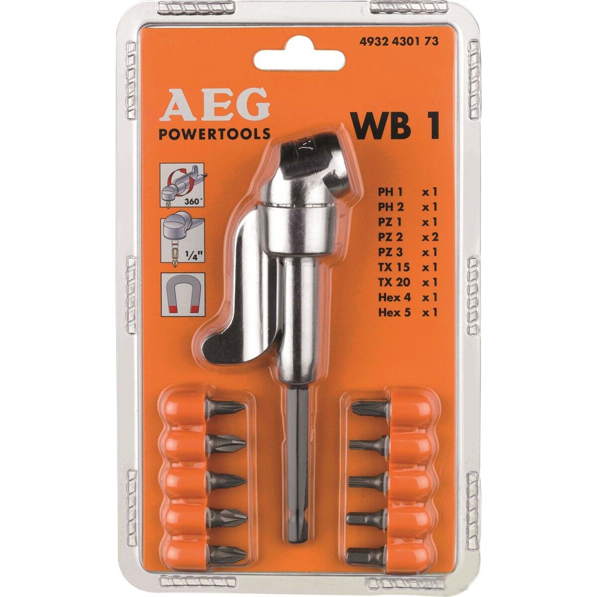 AEG WB1 10 Parça Köşe Vidalama Adaptörü