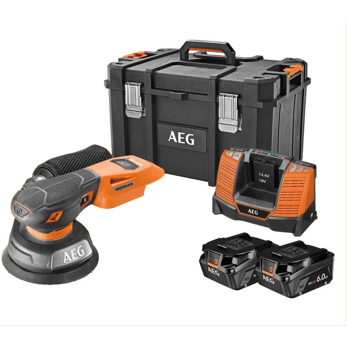 AEG BEX18SBL-125-602TC 2x6.0Ah Çift Akülü Zımpara