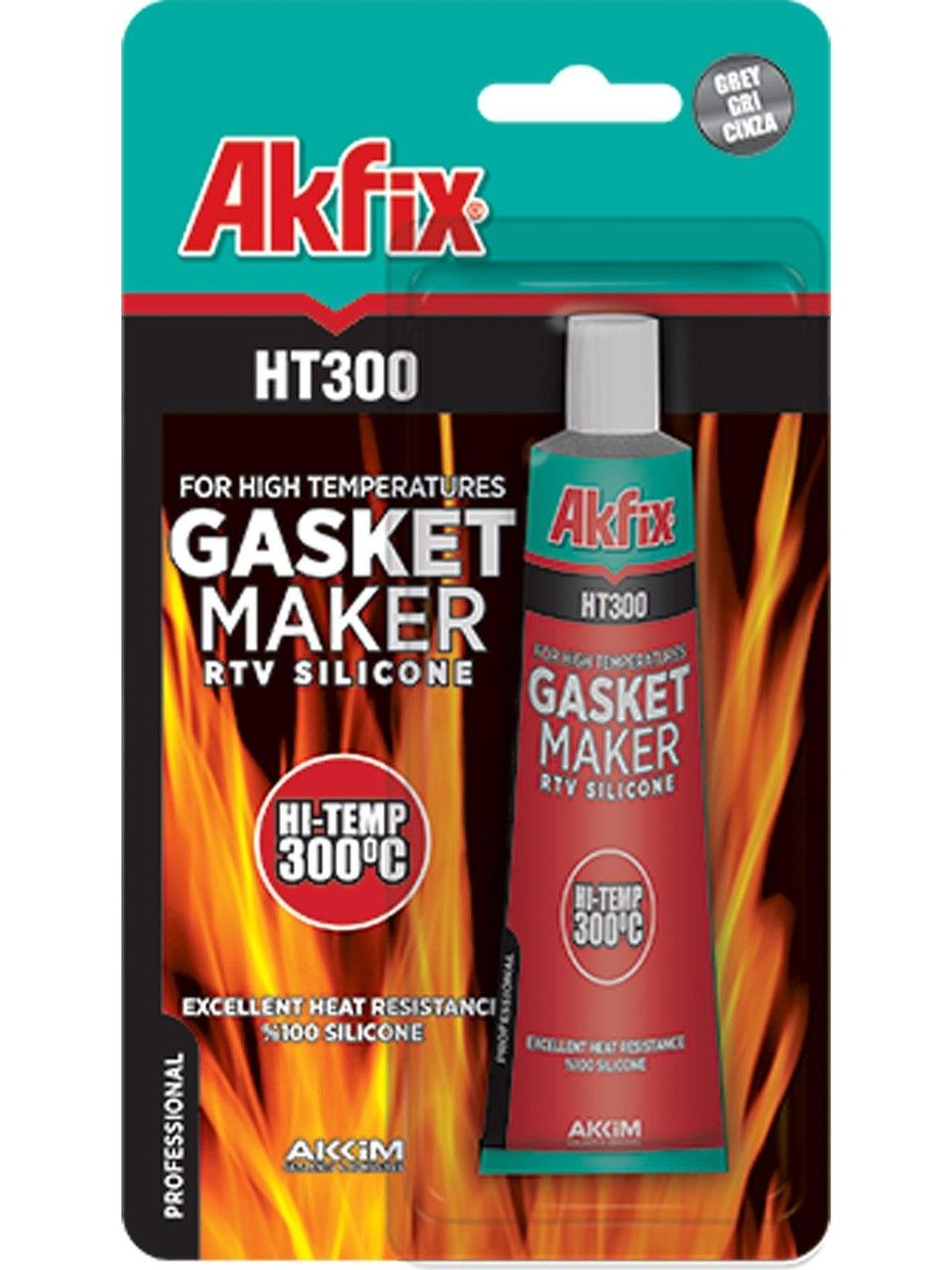 Akfix HT300 Yüksek Isı Silikonu Sıvı Conta 50ml Tüp Kırmızı